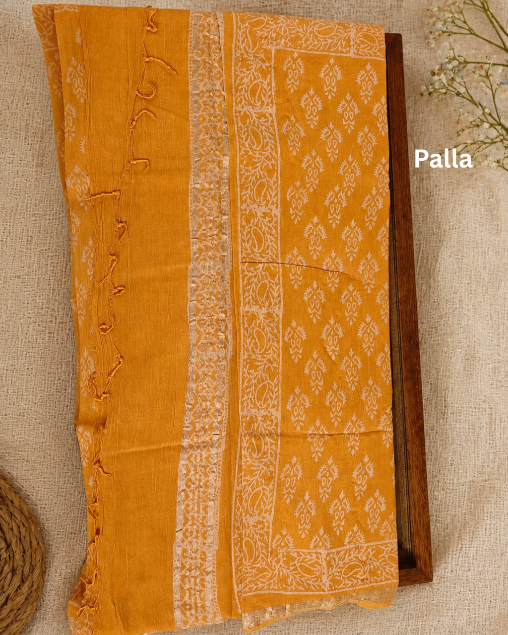 Premium Bagru Hand Block Printed Linen Cotton Saree