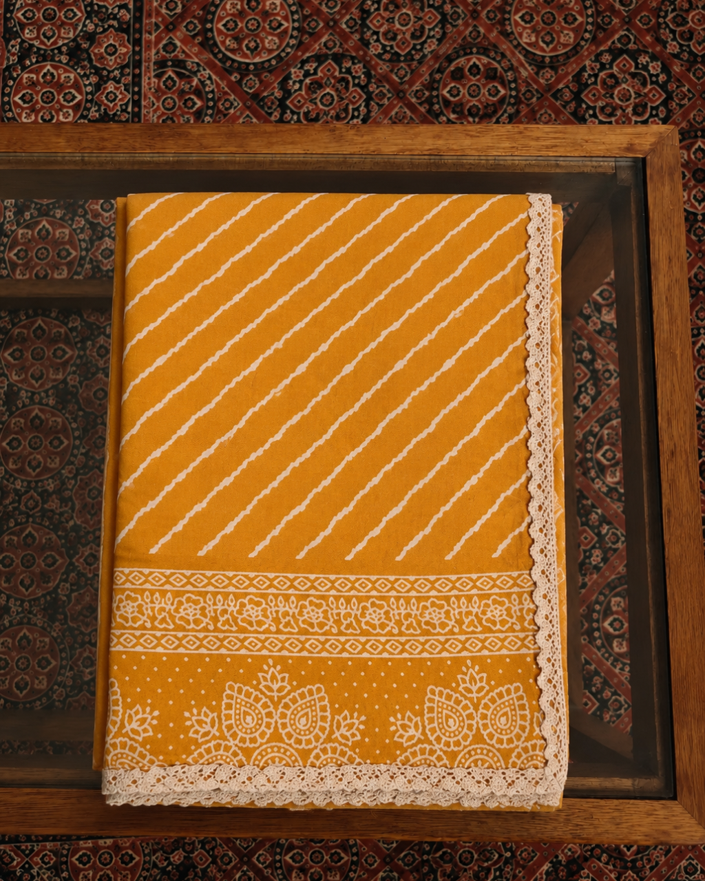 Modal Silk Lehriya Saree With Crochet Lace