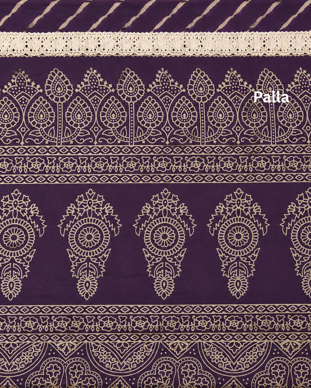 Modal Silk Lehriya Saree With Crochet Lace Purple