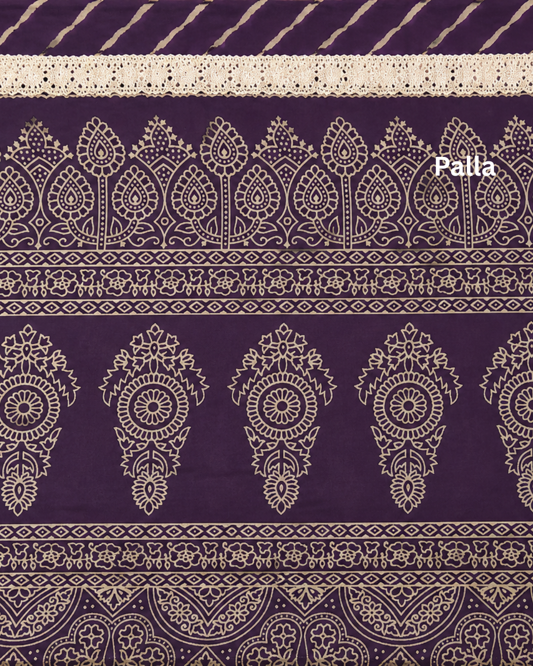 Modal Silk Lehriya Saree With Crochet Lace Purple
