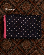 Modal Silk Blue  Lehriya Saree With Majenta Crochet Lace