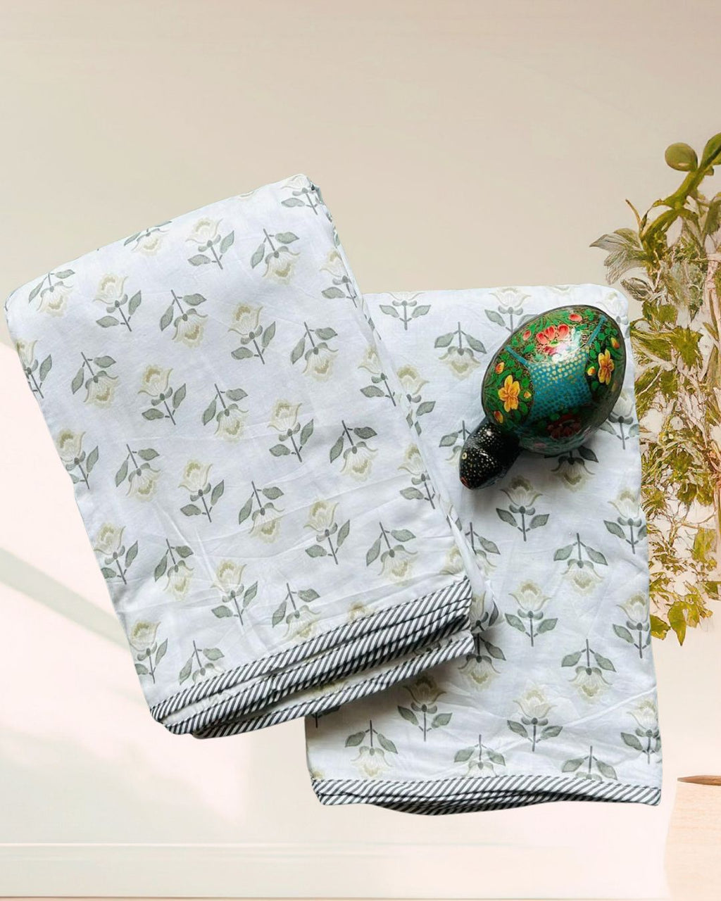 Kachcharaasta Handblock Single Dohar Set. Made from premium pure cotton voile (mulmul) and filled with soft flannel