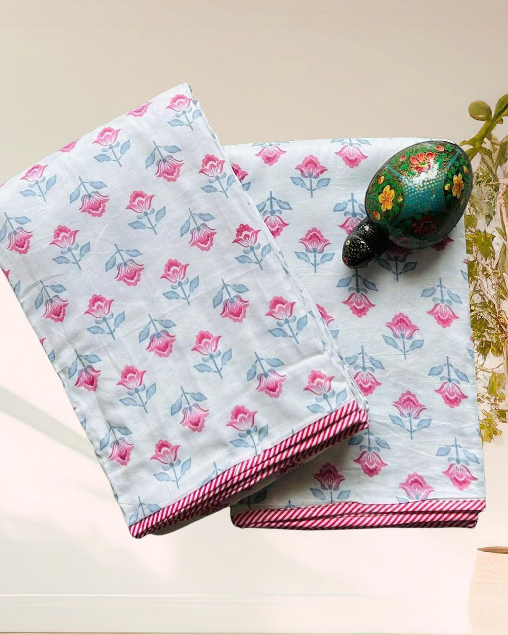 Kachcharaasta Handblock Single Dohar Set. Made from premium pure cotton voile (mulmul) and filled with soft flannel