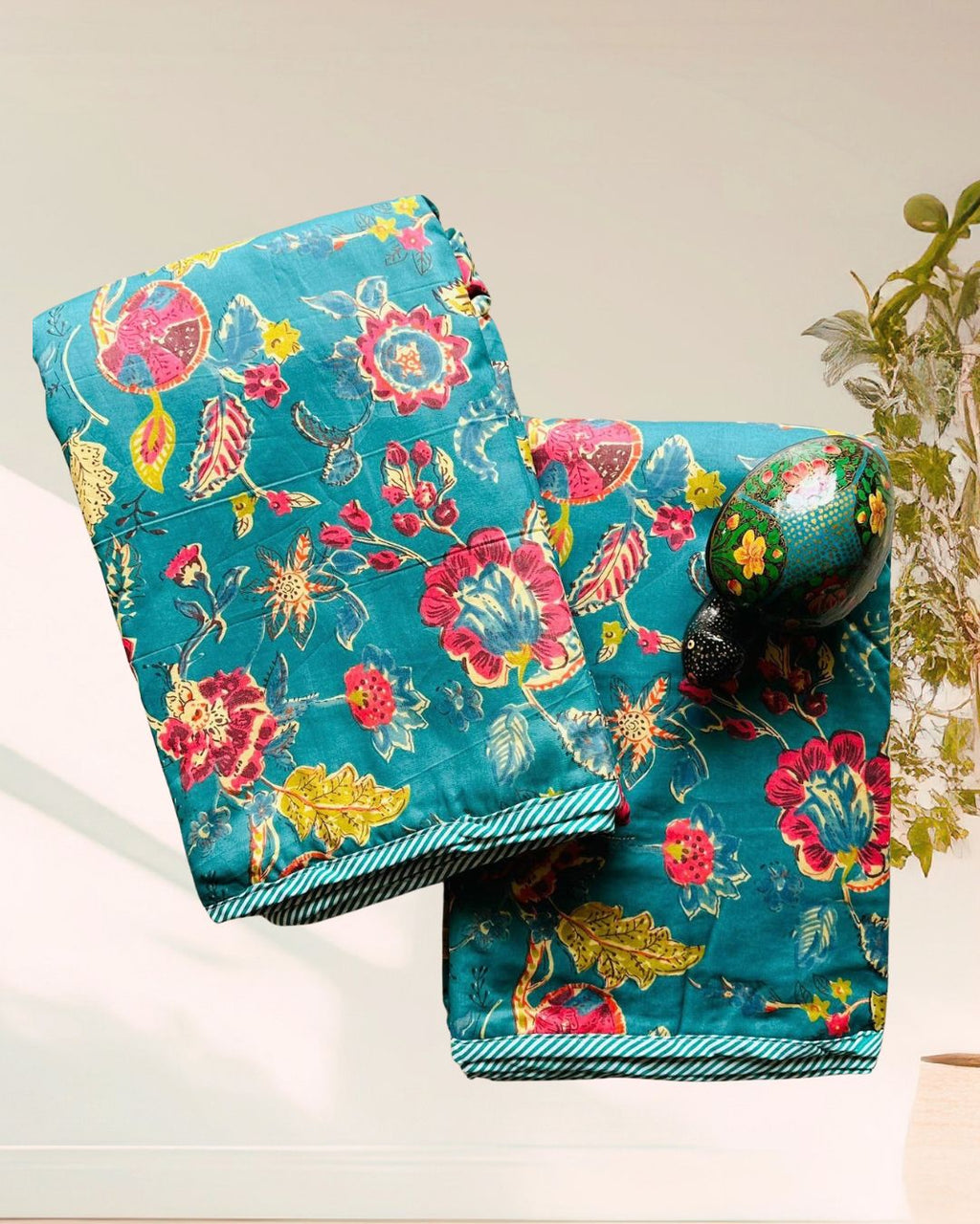Kachcharaasta Handblock Single Dohar Set. Made from premium pure cotton voile (mulmul) and filled with soft flanne