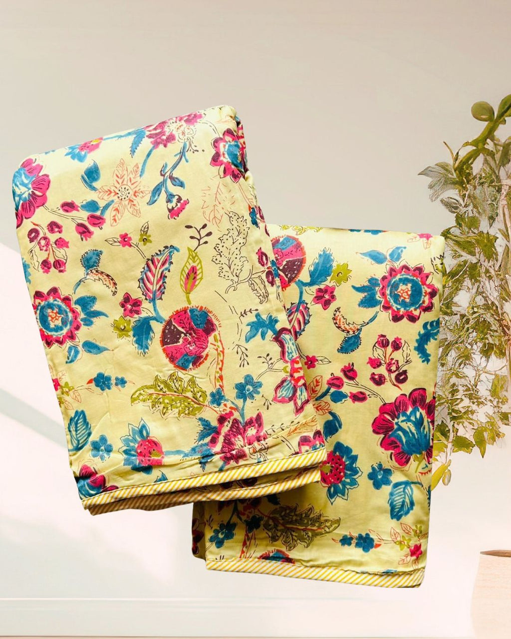 Kachcharaasta Handblock Single Dohar Set. Made from premium pure cotton voile (mulmul) and filled with soft flanne