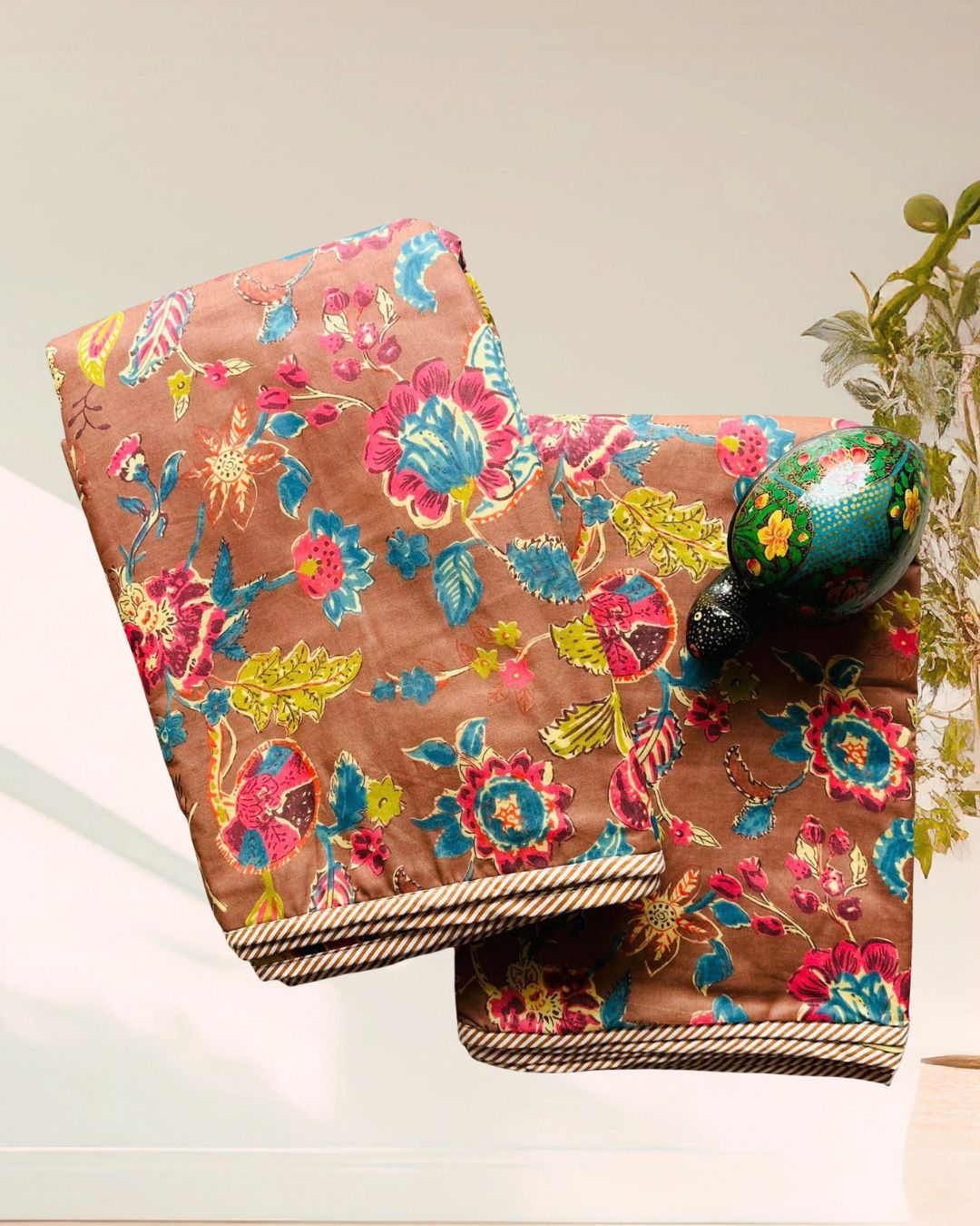 Kachcharaasta Handblock Single Dohar Set. Made from premium pure cotton voile (mulmul) and filled with soft flanne