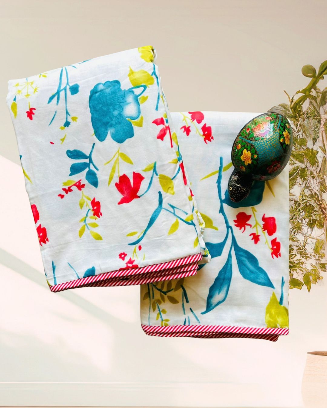 Kachcharaasta Handblock Single Dohar Set. Made from premium pure cotton voile (mulmul) and filled with soft flanne