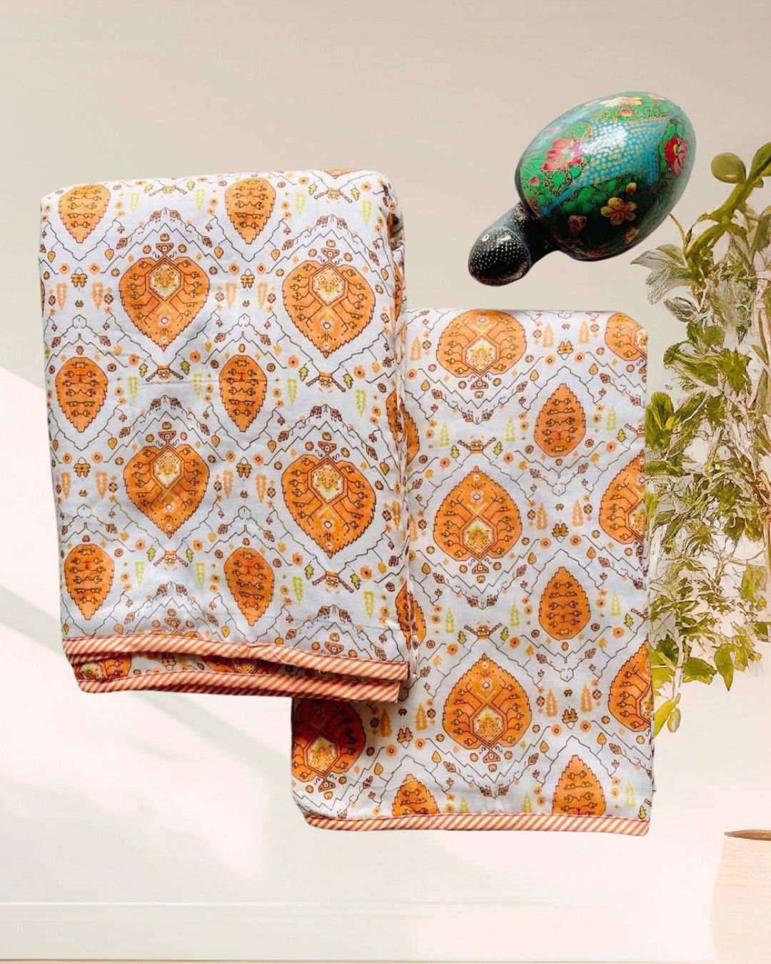 Kachcharaasta Handblock Single Dohar Set. Made from premium pure cotton voile (mulmul) and filled with soft flanne