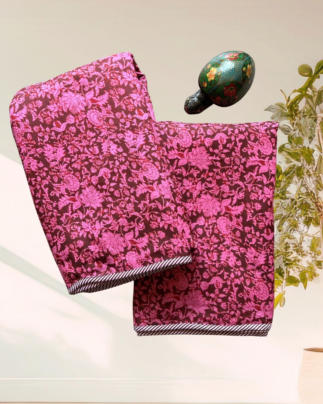 Kachcharaasta Handblock Single Dohar Set. Made from premium pure cotton voile (mulmul) and filled with soft flannel