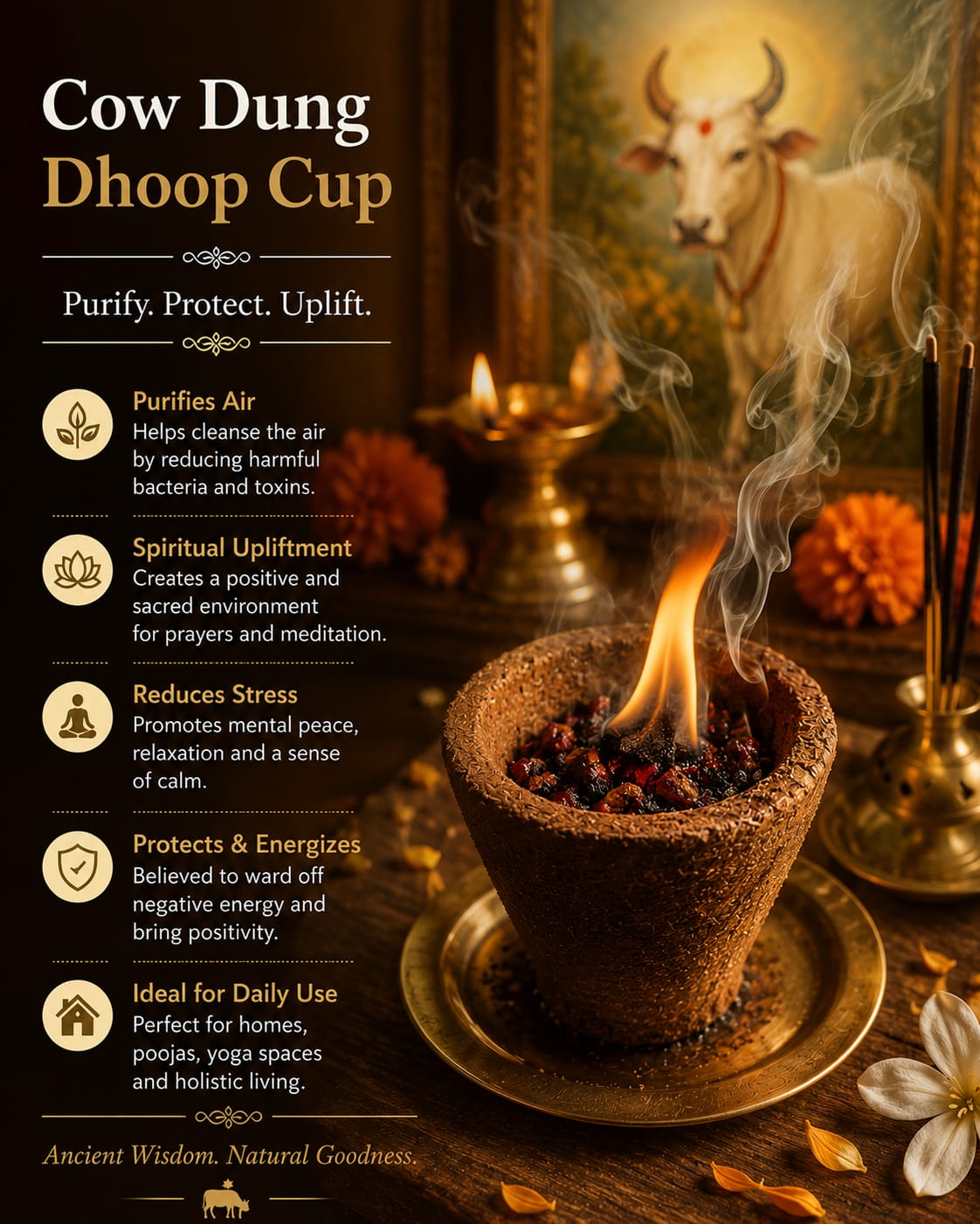 Shakti Gir Cow Dung Dhoop Cups (set of 12 )