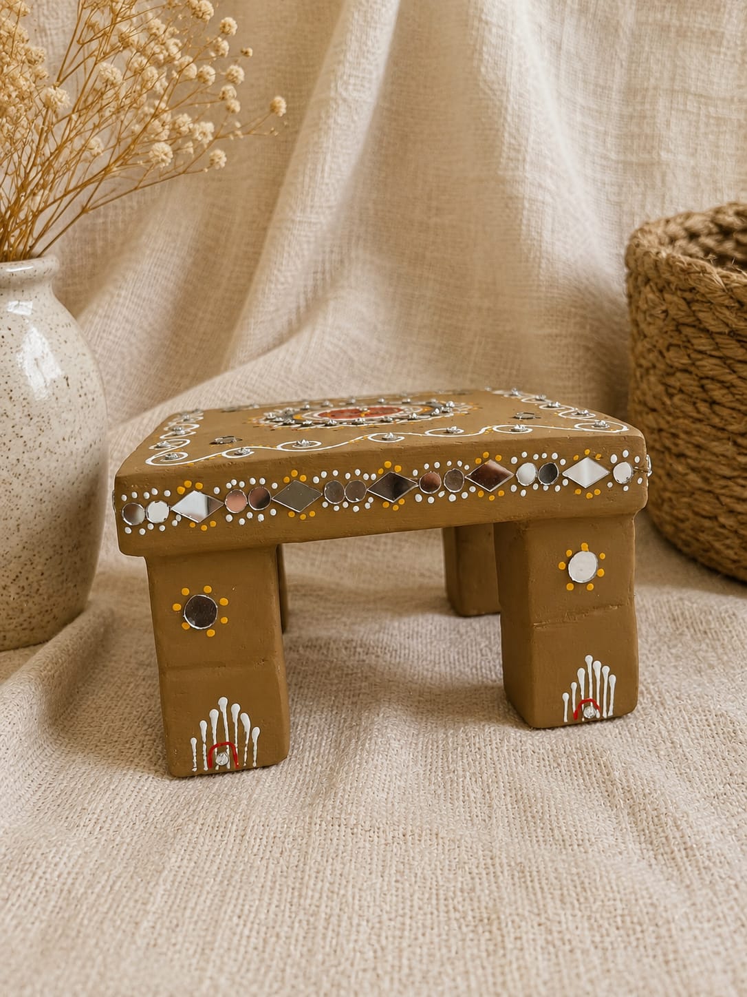 Gomay Chowki (Hand-Painted with Mirror Work)