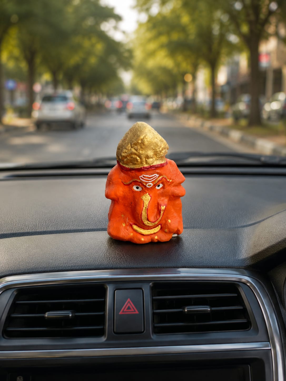 Gomay Ganesh Car Dashboard Idol (2 Inch) – Handcrafted Eco-Friendly Cow Dung Idol