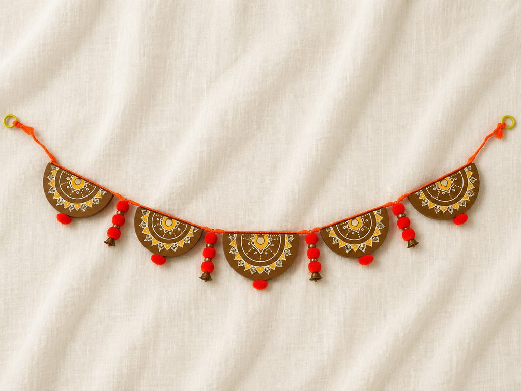 Gomay Toran (5 Leaflet) – Hand-Painted with Orange Tassels