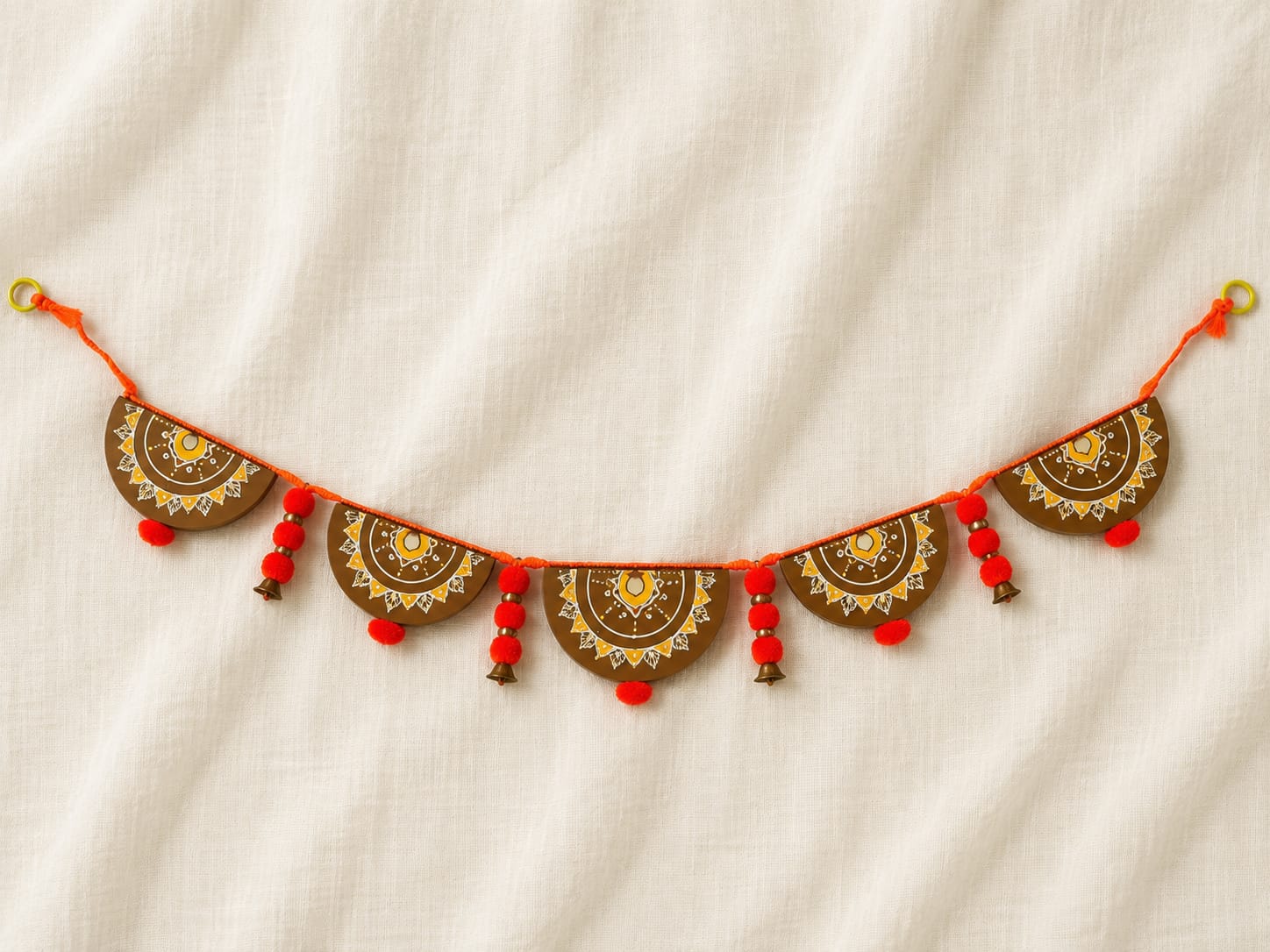 Gomay Toran (5 Leaflet) – Hand-Painted with Orange Tassels