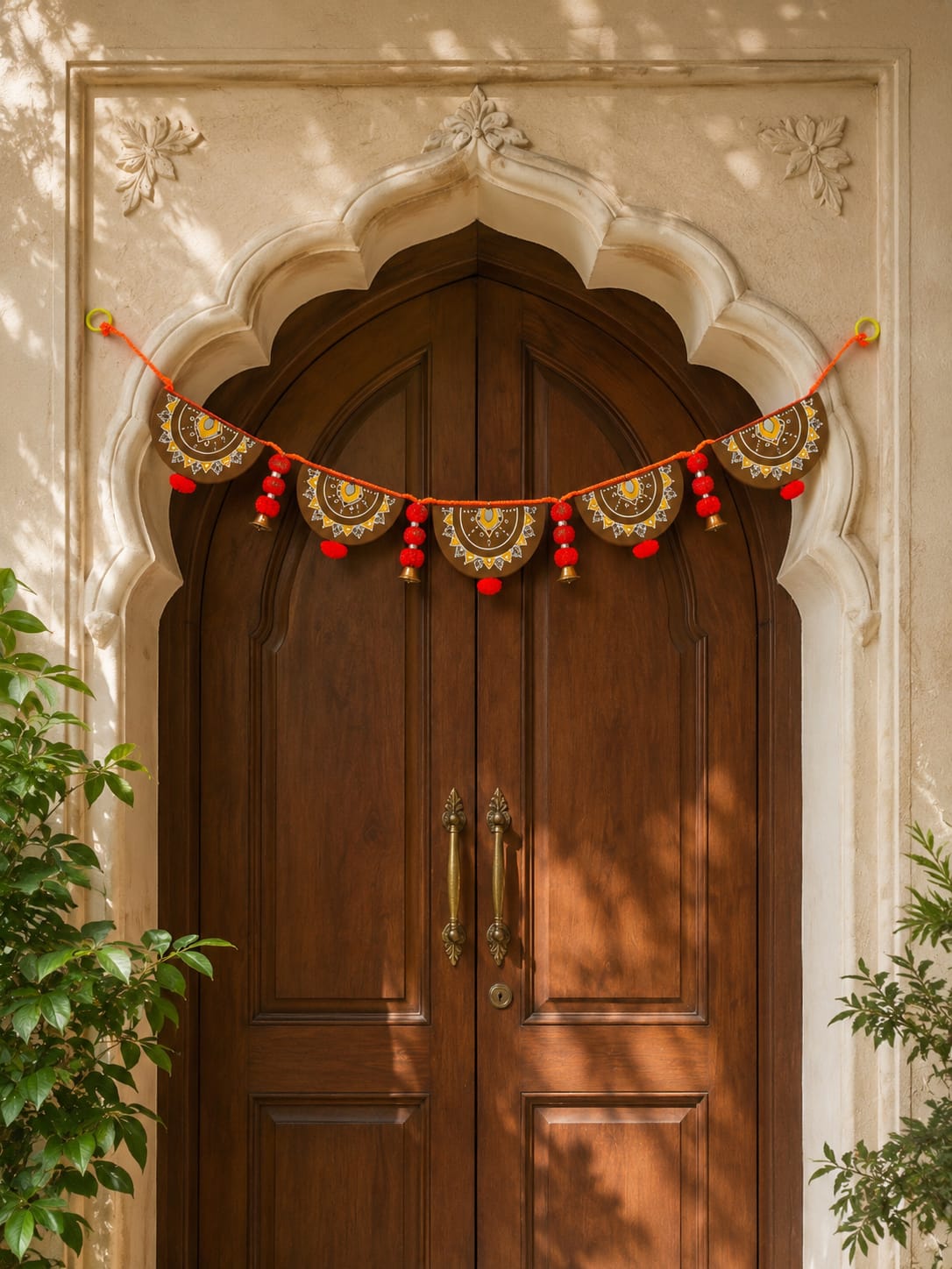 Gomay Toran (5 Leaflet) – Hand-Painted with Orange Tassels