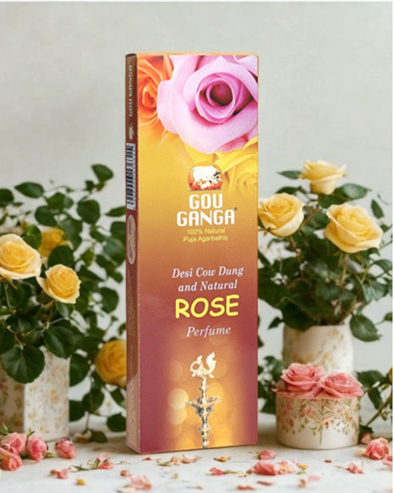 Pack of 5 Gou Ganga Natural & Herbal Rose Agarbatti