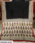 Kachcharaasta Traditional Hand Block Printed Chanderi Silk Saree