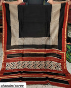 Kachcharaasta Traditional Hand Block Printed Chanderi Silk Saree