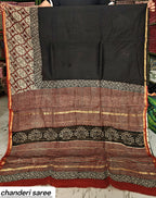 Kachcharaasta Traditional Hand Block Printed Chanderi Silk Saree