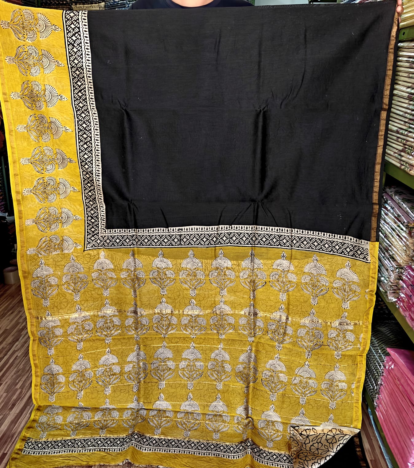 Kachcharaasta Traditional Hand Block Printed Chanderi Silk Saree