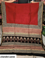 Kachcharaasta Traditional Hand Block Printed Chanderi Silk Saree