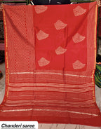 Kachcharaasta Traditional Hand Block Printed Chanderi Silk Saree