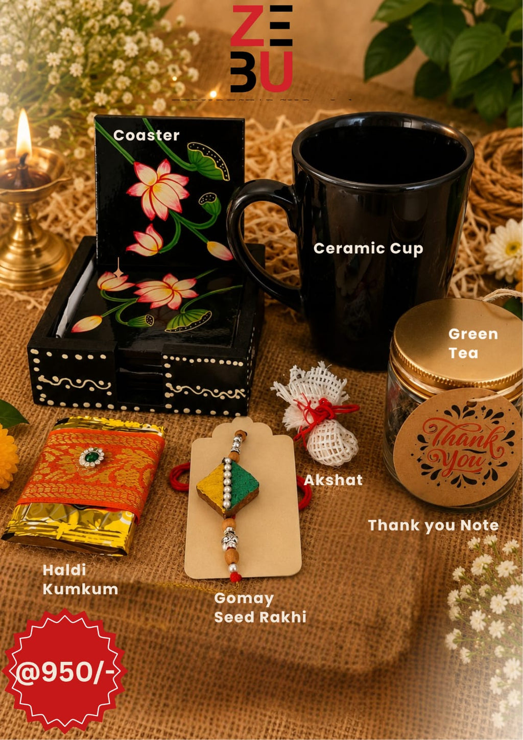 Premium Gomay Seed Rakhi Gift Hamper