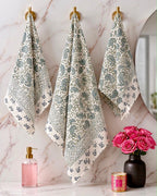 Premium Hand Block Printed Waffle Towel Set – 3 Pieces