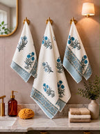 Premium Hand Block Printed Waffle Towel Set – 3 Pieces