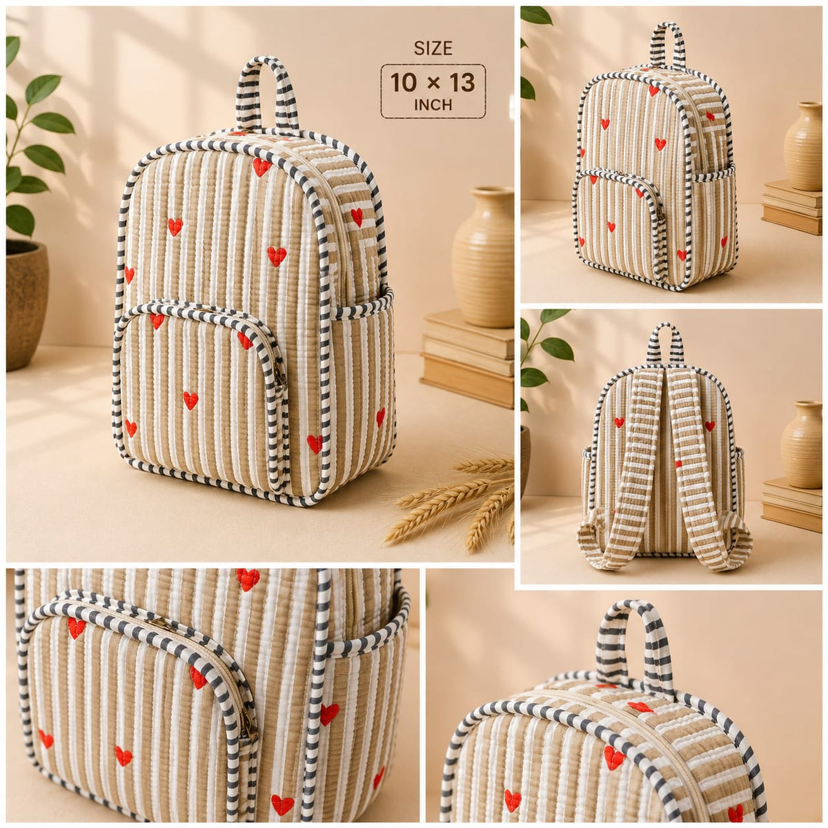 Kids Quilted Hand Block Printed Backpack 🎒✨