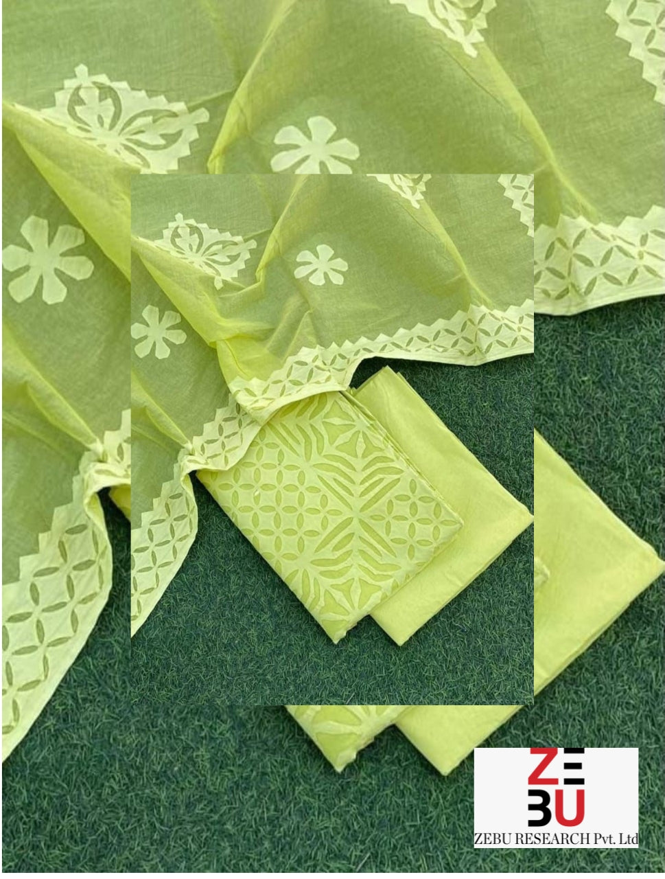 Yellow hues:Heritage Appliqué Cotton Suit Set with Organdy Dupatta