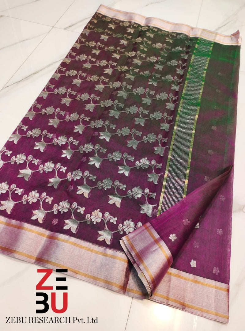 Purple Authentic Chanderi Silk Saree